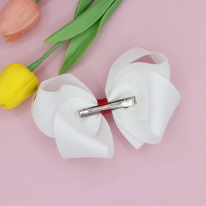 Barrette à cheveux de Noël avec nœud en ruban gros-grain imprimé bonhomme de neige