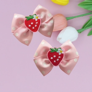 Cute Pink Polka Dot Bow Hair Clips For Girls Sweet Strawberry Embroidery Alligator Clips Princess Hair Accessories