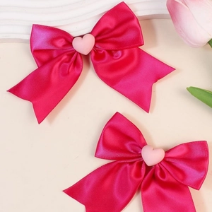 Barrettes à cheveux nœud en satin rose avec cœur pour femmes et enfants accessoires
