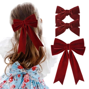 Pinces à Cheveux Nœud en Velours Ruban Long Épingle à Cheveux Doux Rétro Set pour Femmes Filles Fête Accessoires Cheveux