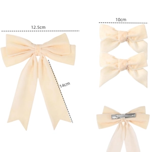 Lot de 3 élégantes pinces à cheveux nuds en velours crème avec différentes tailles et styles