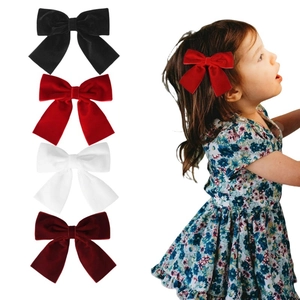 Barrettes à Cheveux Nœud en Velours Enfants Filles Style Princesse Ballet Grands Nœuds Faits à la Main Accessoires Cheveux Hiver