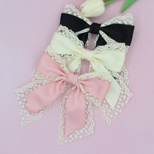 Elegant Lace Bowknot Hair Clip For Women French Vintage Satin Ribbon Hairpin Sweet Princess Wedding Party Hair Accessories