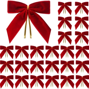 Nœuds de Noël en Velours Avec Attaches Dorées Pour Sapin De Noël Décoration Maison Emballage Cadeau DIY Artisanat Multicolore