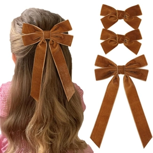 Velvet Bow Hair Clips For Women Girls Large Bowknot With Long Streamers And Small Bows Princess Hair Accessories Hairpins
