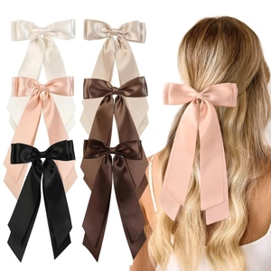 Pince à Cheveux Élégante Grand Nœud en Satin Avec Long Ruban pour Femmes Filles Style Princesse Accessoires de Cheveux