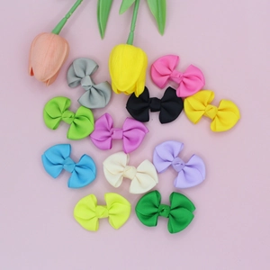 Handmade Grosgrain Ribbon Bow Hair Clips For Kids Girls Solid Color Alligator Clips Sweet Hair Accessories Headwear