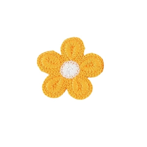Handmade crochet flower hair clip in vibrant orange and white for girls