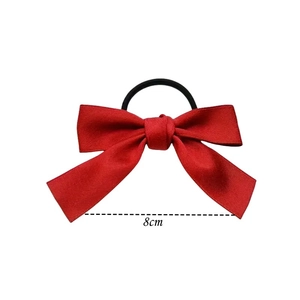 Élastique à cheveux avec nœud rouge de 8 cm de large et bande noire élastique
