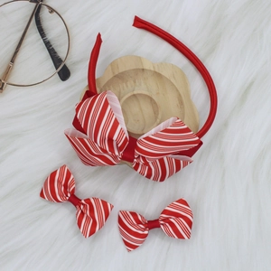 Cerchietto a Fiocco in Nastro Grosgrain per Bambini E Fermagli per Capelli Principessa Dolce Righe Matita Accessori Capelli