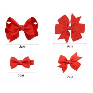 8-teiliges Set rote gerippte Schleifen-Haarspangen für Mädchen in 8cm und 5cm