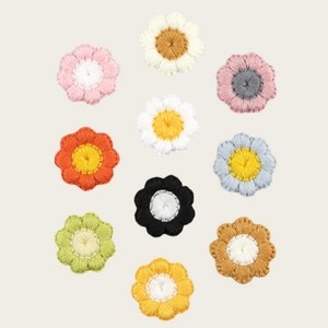 Lot de 10 barrettes à cheveux fleurs tournesol tricotées à la main avec broderies colorées