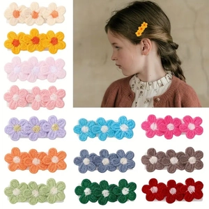 Lot de 10 Barrettes à Cheveux Fleurs Brodées pour Filles Pinces Crocodile en Tissu Floral Faites à la Main