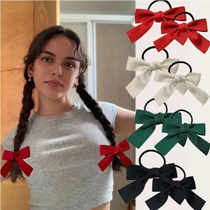 Chouchous Doux à Nœud en Satin pour Femmes Filles Ruban Élégant Porte Queue de Cheval Élastiques à Cheveux Accessoires de Princesse