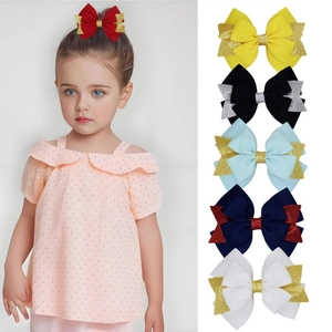 Barrettes à Cheveux Nœud en Ruban Gros-Grain Multicouche pour Filles Paillettes Pinces Crocodile Accessoires de Coiffure Princesse