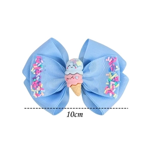 Barrette à cheveux nœud bleu avec modèle glace 10 cm pour accessoires filles