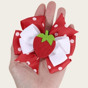 Pince à Cheveux Nœud Fraise Fait Main Ruban à Pois Douce Princesse Pince Croco Coiffe Accessoires de Mode pour Cheveux Filles Femmes