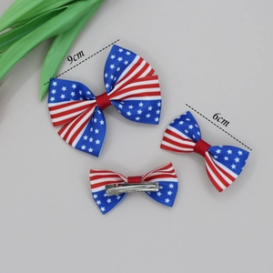 Lot de barrettes à cheveux nœuds drapeau américain pour filles tailles 9cm et 6cm