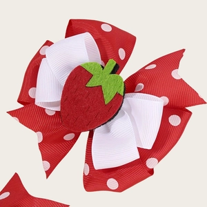 Barrettes à cheveux nœud fraise rouge à pois blancs pour filles, paire de pinces à cheveux