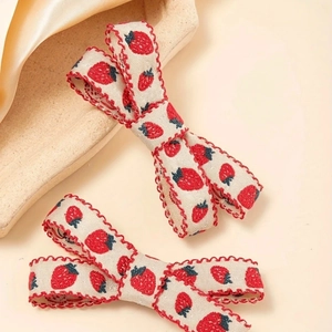 Set di Fermagli e Elastici per Capelli con Fiocco e Motivo a Fragola per Ragazze Donna Dolce Stile Pastorale Accessori per Capelli Fatti a Mano