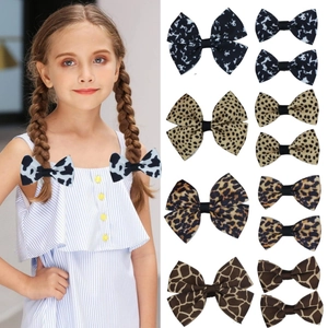 Grosgrain Ribbon Animal Print Bow Hair Clips Duckbill Hairpins Sweet Fashion Hair Accessories For Girls Women Daily Party