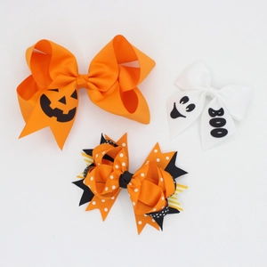 Barrettes à Nœud d'Halloween Faites à la Main pour Filles Femmes Nœud en Ruban de Polyester Accessoires de Cheveux Festifs