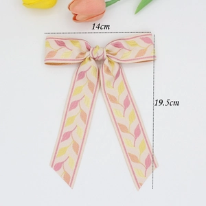 Elegante fermaglio per capelli con fiocco a coda lunga e foglie, 14 cm x 19,5 cm