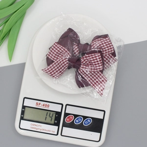 Lot de barrettes à nœuds en ruban quadrillé et bordeaux, accessoires cheveux faits main