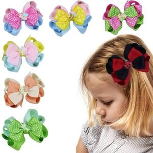 Süße Cartoon Schleife Haarspangen Für Kinder Ripsband Gepunktet Mehrlagig Süße Prinzessin Haarschmuck Für Mädchen