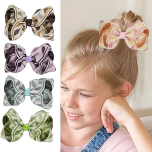 Barrette à Cheveux Nœud en Ruban Jacquard Fait Main Motif Feuille Pince Crocodile Accessoire Cheveux Princesse pour Femmes Filles Bijoux