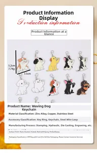 Scheda tecnica per portachiavi a forma di cane in lega di zinco con smalto