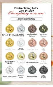 Vue macro de 16 échantillons de couleurs de galvanoplastie pour médailles de football