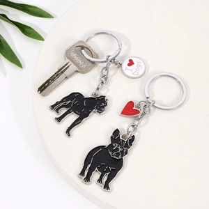 Mignon Porte-clés de Chien en Métal Pendentif Créatif Dessin Animé Émail Animal Charme de Sac pour Femme Cadeau Accessoires