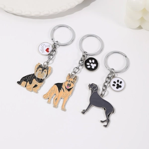 Simpatico Portachiavi Cane in Lega Smaltata Con Ciondolo Cuore Zampa I Love Dogs Accessorio per Borsa Regalo Amanti Animali