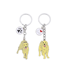 Porte-clés chien Golden Retriever en métal avec pendentif cœur I Love Dogs mignon