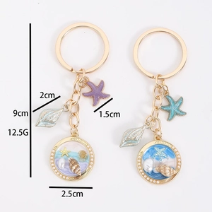 Porte-clés thème océan avec pendentif coquillage résine étoile de mer et dimensions