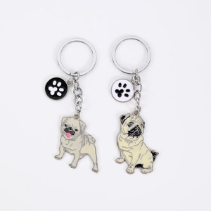 Cute Dog Keychain Metal Enamel Pug Dachshund Alaskan Pet Key Ring Charm Animal Bag Pendant For Women Gift Accessories