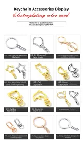 Detailed selection of 12 metal keychain clasps in heart, star, and dolphin shapes