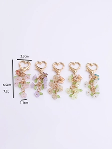 Detailed dimensions of the floral resin butterfly keychain with heart lobster clasp