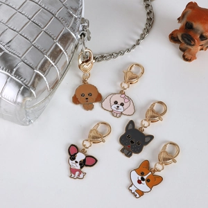 Cute Cartoon Dog Zinc Alloy Keychain For Women Girls Heart Lobster Clasp Pomeranian Husky Doberman Schnauzer Bag Charm Pendant Jewelry Gift