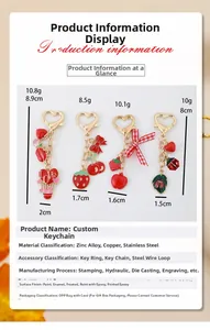 Spécifications détaillées de taille et de poids pour les porte-clés fraise et cerise
