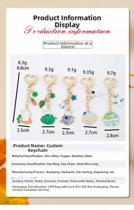 Detailed size chart and specifications for the creative space rabbit metal keychain