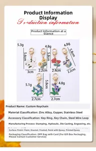 Info dettagliate sulla produzione di ciondoli a fiori con materiali, dimensioni e pesi