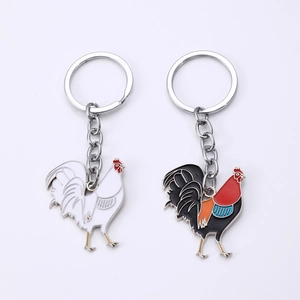 Colorful oil painting style rooster keychain pendant for bag decoration accessories