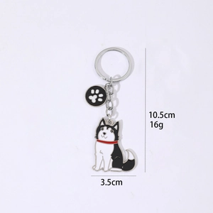 Détails du porte-clés Husky avec pendentif patte et dimensions de 10,5 cm de long