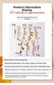 Detailed view showing product dimensions and heart-shaped lobster clasp of animal keychain