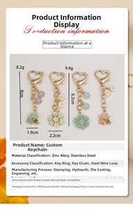 Detailed size and weight specs for colorful floral and heart-shaped enamel keychains