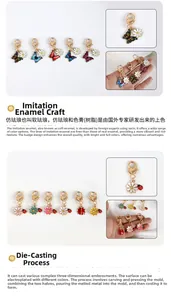 Detailed view of enamel butterfly and flower charms with heart-shaped lobster clasps