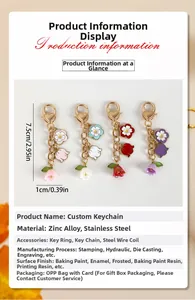 Détails des pendentifs muguet en alliage de zinc avec fermoirs mousquetons en forme de cœur