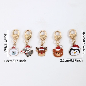 Lot de 5 porte-clés de Noël animaux ours et pingouin avec détails de dimensions